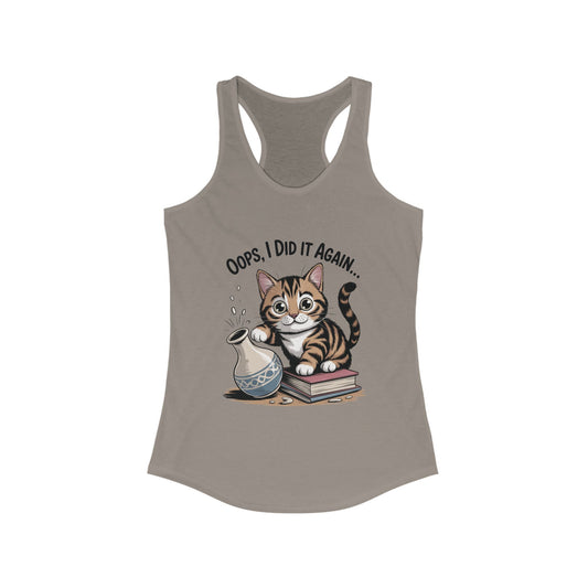 Cute Cat Oops I Did It Again Tank Top, Pet Lover Apparel, Funny Cat Shirt, Gifts for Cat Lovers, Summer Fashion Top