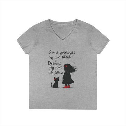 Inspirational V-Neck T-Shirt for Dreamers, Motivational Tee for Women, Gift for Friends, Stylish Graphic Top, Casual Everyday Wear