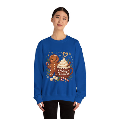 Women's Gingerbread - Hot Cocoa Christmas Sweatshirt,  Cozy Holiday Pullover, Women's Heavy Blend™ Crewneck Sweatshirt