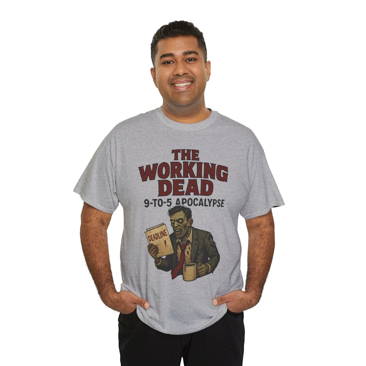 The Working Dead 9-to-5 Apocalypse Men's T-Shirt, Funny Horror Office Zombie Tee, Halloween Zombie Top, Work Humor Sweatshirt