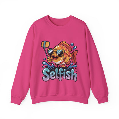Selfish Womens Sweatshirt, Funny Selfie Pullover, Cute Ocean Pun Sweater, Playful Sea Life Gift, Fun Gift for Fish Lovers, Fishing Apparel