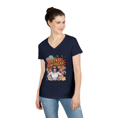 Queen of Comebacks V-Neck T-Shirt, Funny Graphic Tee, Gift for Friends, Humor Apparel, Casual Wear, Comedic Shirt