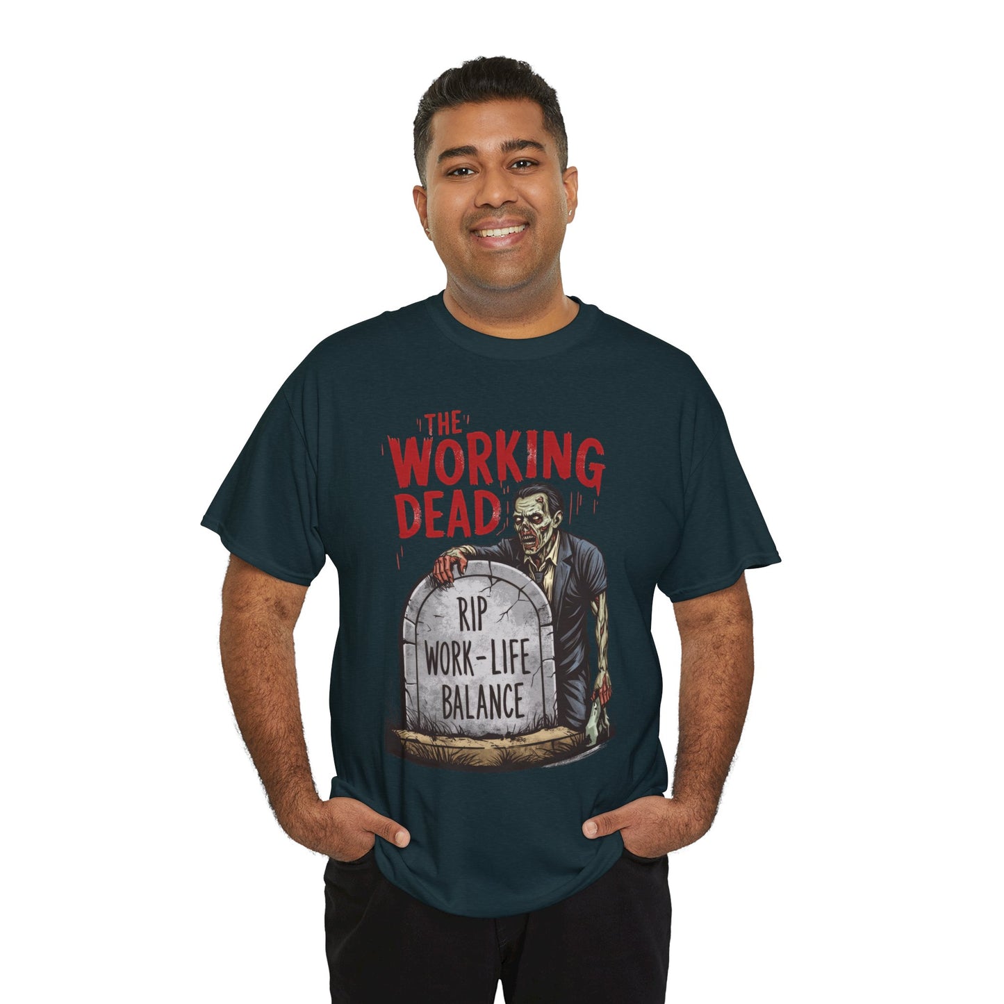 The Working Dead Shirt Men, Funny Work Life Balance Zombie Tee, RIP Work Shirt, Halloween Tee