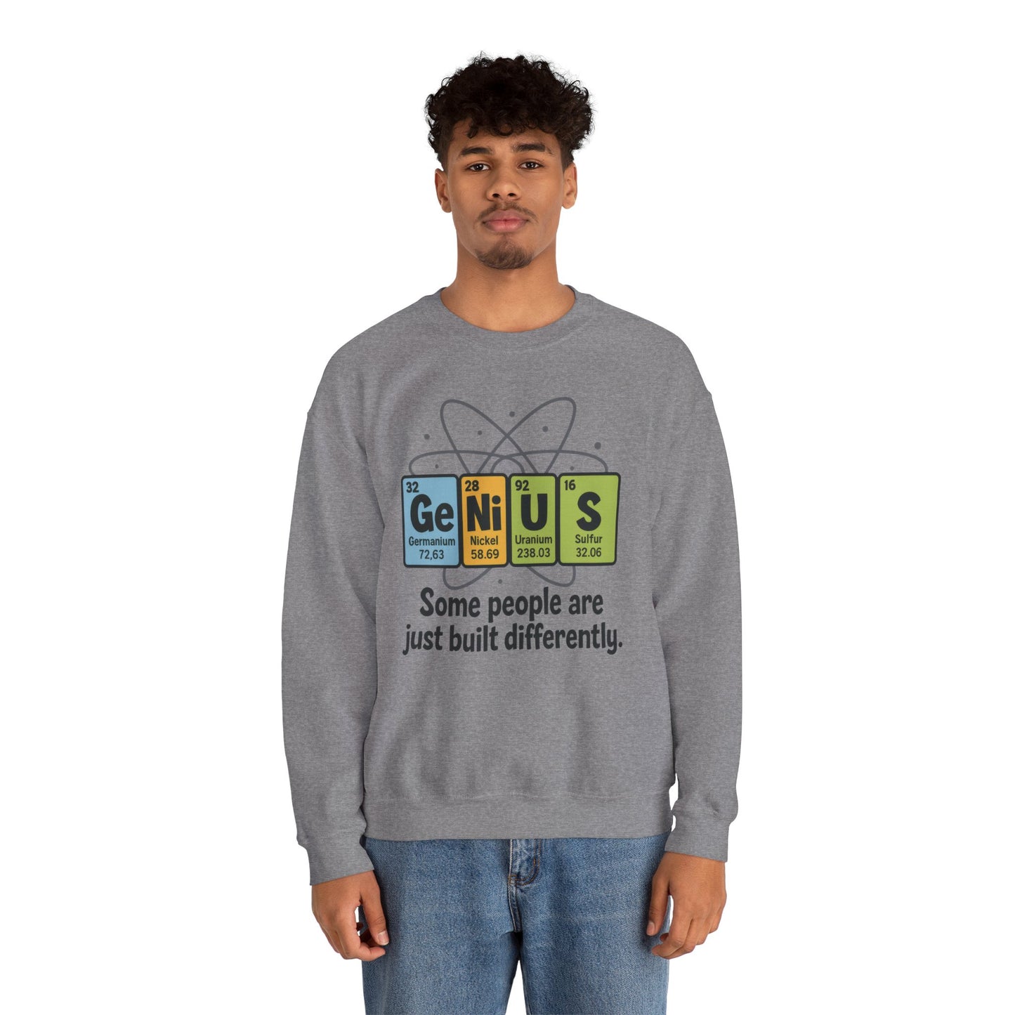 Funny Mens Genius Sweatshirt, Periodic Table Nerd Pullover, Smart Science Gift for Him, Genius Sweatshirt,  Science Lovers Gift