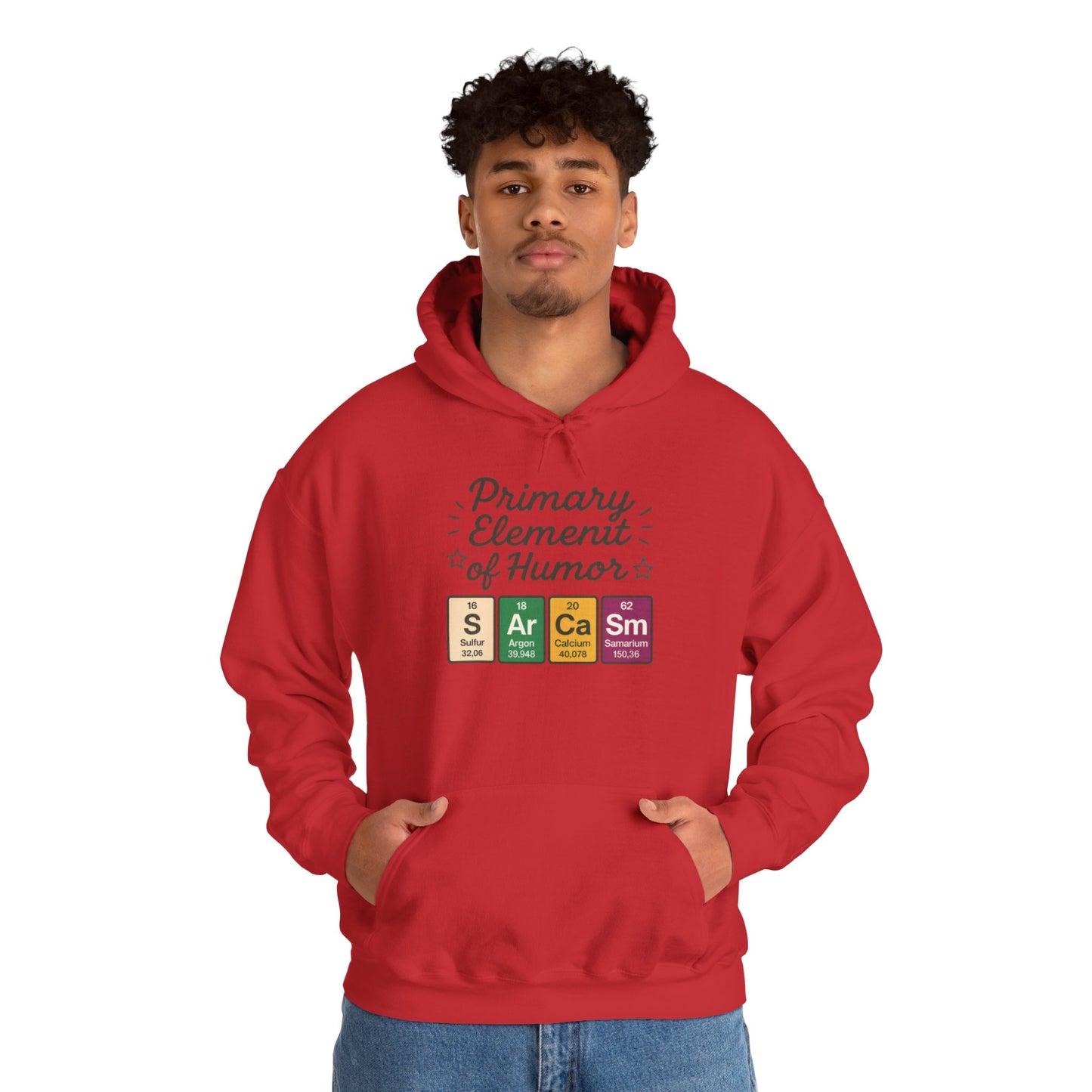Sarcasm Hoodie for Men, Funny Nerd Hoodie, Primary Element of Humor Sweatshirt, Science Lover Gift for Him, Sarcastic Humor Apparel