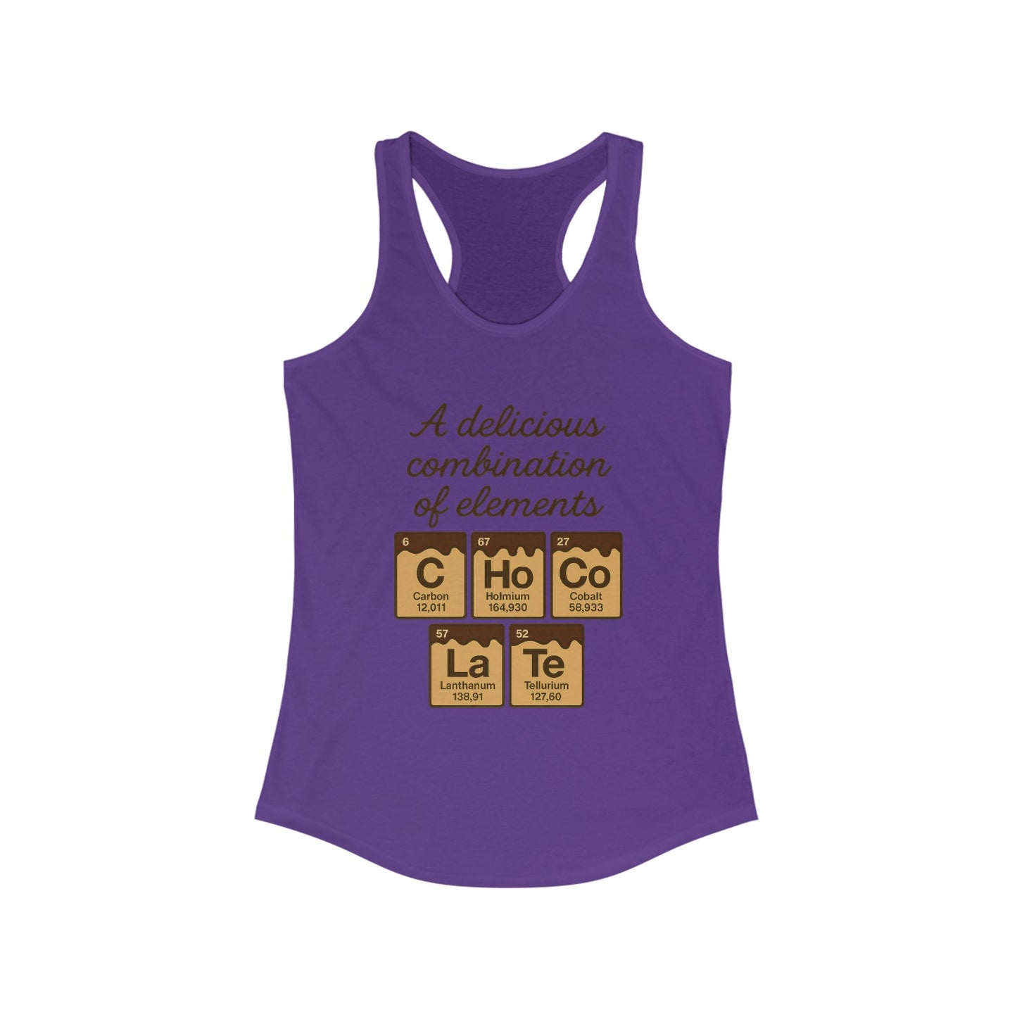 Chemical Elements Racerback Tank, Cute Exercise Top, Gym Shirt, Science Gift, Women's Workout Clothing