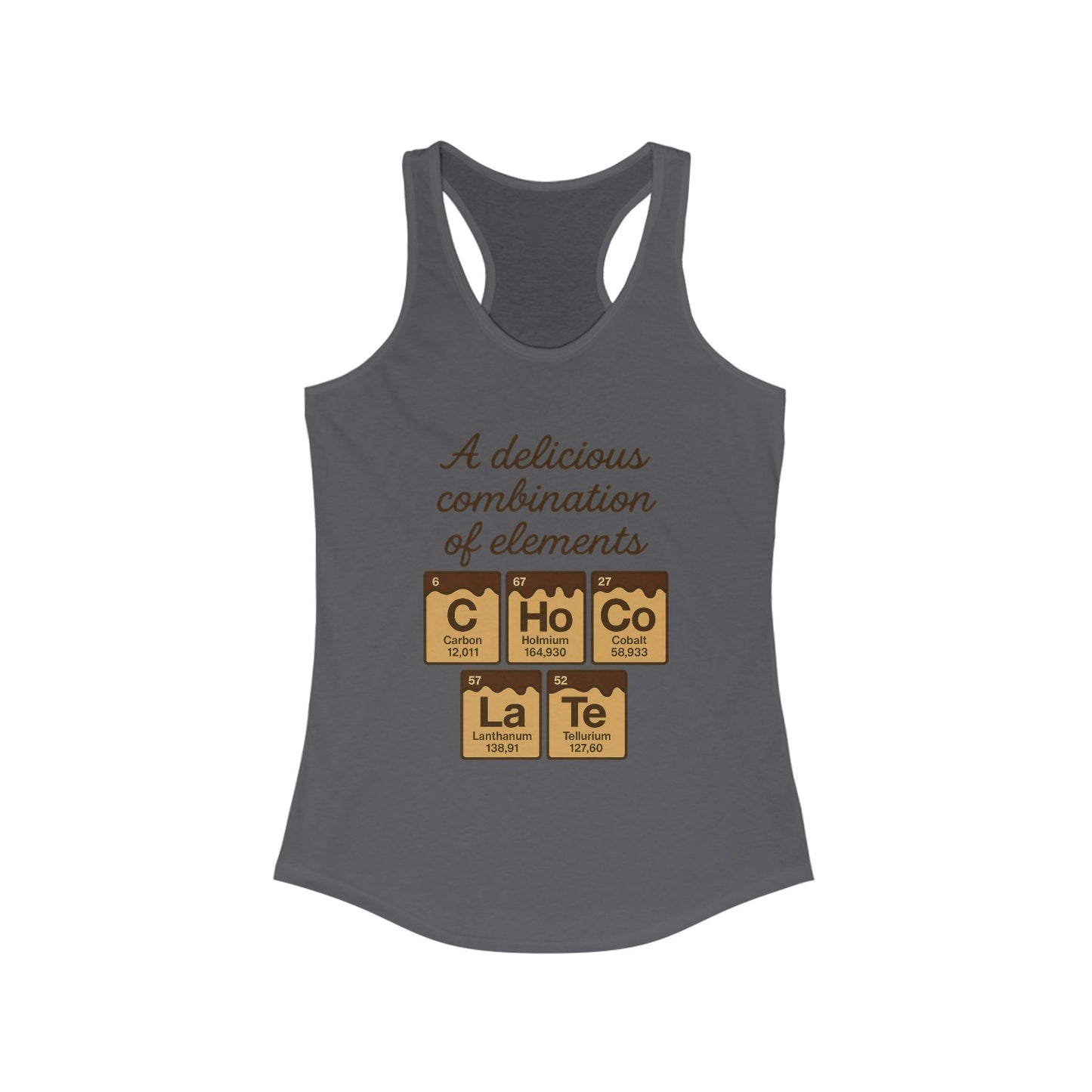 Chemical Elements Racerback Tank, Cute Exercise Top, Gym Shirt, Science Gift, Women's Workout Clothing