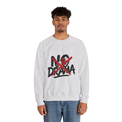 No Drama Mens Crewneck Sweatshirt, Casual Everyday Wear, Gift for Friends, Relaxed Vibes, Comfortable Fashion