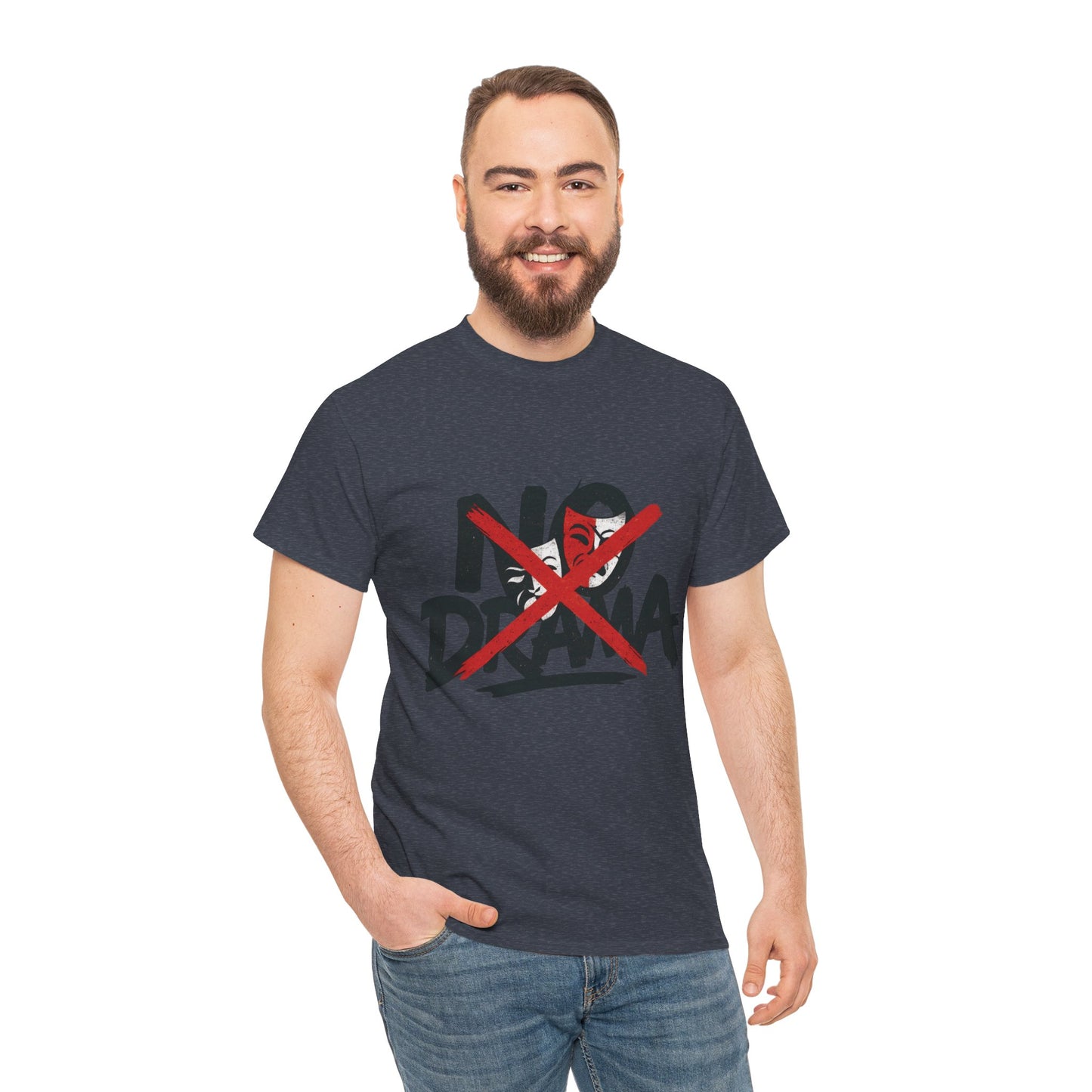 No Drama Unisex Heavy Cotton Tee, Casual Shirt, Gift for Friends, Relaxed Fit, Comfort Wear, Everyday Style
