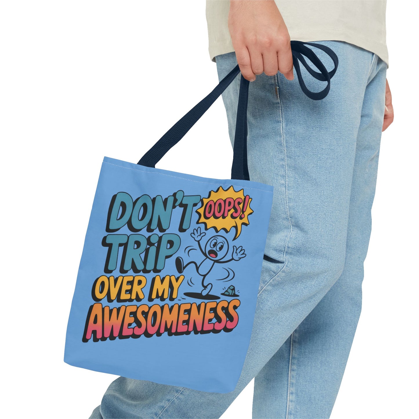 Funny Tote Bag - "Don't Trip Over My Awesomeness" - Perfect for Gifts, Beach Days, Shopping, & More!, , Large Tote Bag, beach weekender bag