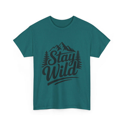 Stay Wild Adventure Tee, Unisex Heavy Cotton Tee for Nature Lovers, Camping, Hiking, Gifts for Outdoorsy Friends, Nature Graphic Tee