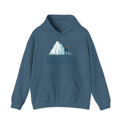 Men's Heavy Blend™ Hooded Sweatshirt, Silence of Ice Power Within Hoodie, Nordic Minimal Iceberg Graphic Streetwear
