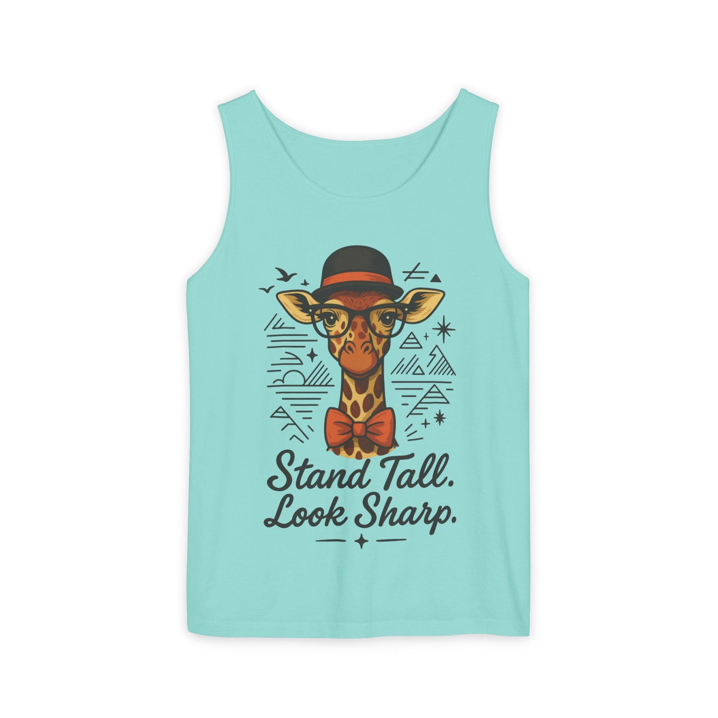 Giraffe Inspirational Tank Top, Stand Tall Look Sharp Shirt, Unisex Summer Apparel, Cute Animal Gift, Zoo Lover's Fashion