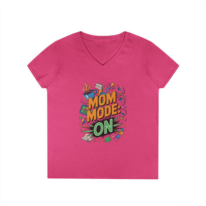 Mom Mode On Ladies V-Neck T-Shirt, Gift for Mom, Mother's Day Gift, Mother's Day Humor T-Shirt, Cute Mama Life Graphic Tee