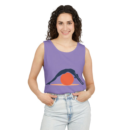 Womens Garment-Dyed Tank Top, Womens Pilates Tank Top, Yoga Fitness Graphic Top, Cute Workout Activewear Shirt