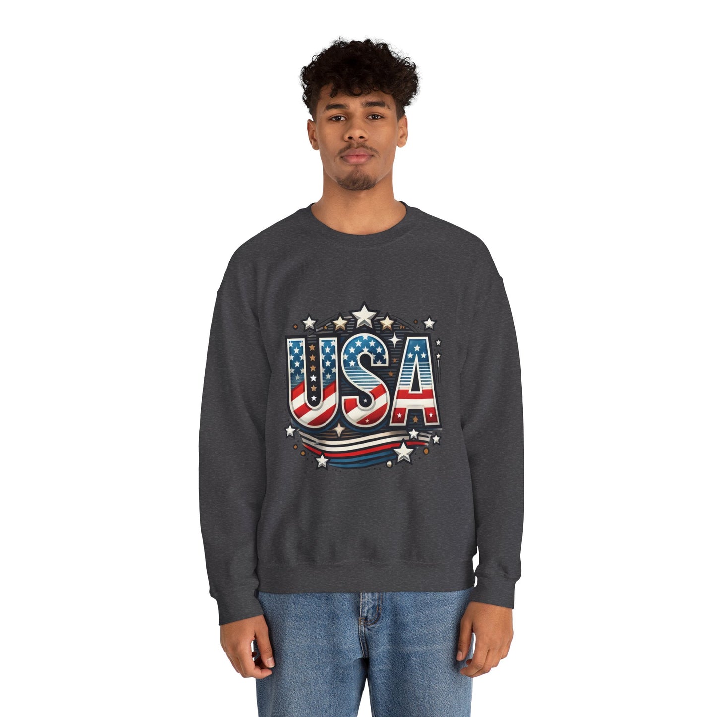 USA Pride Crewneck Sweatshirt, Comfortable Unisex Top, Great for Fourth of July, Independence Day, Everyday Wear, Cozy Gift