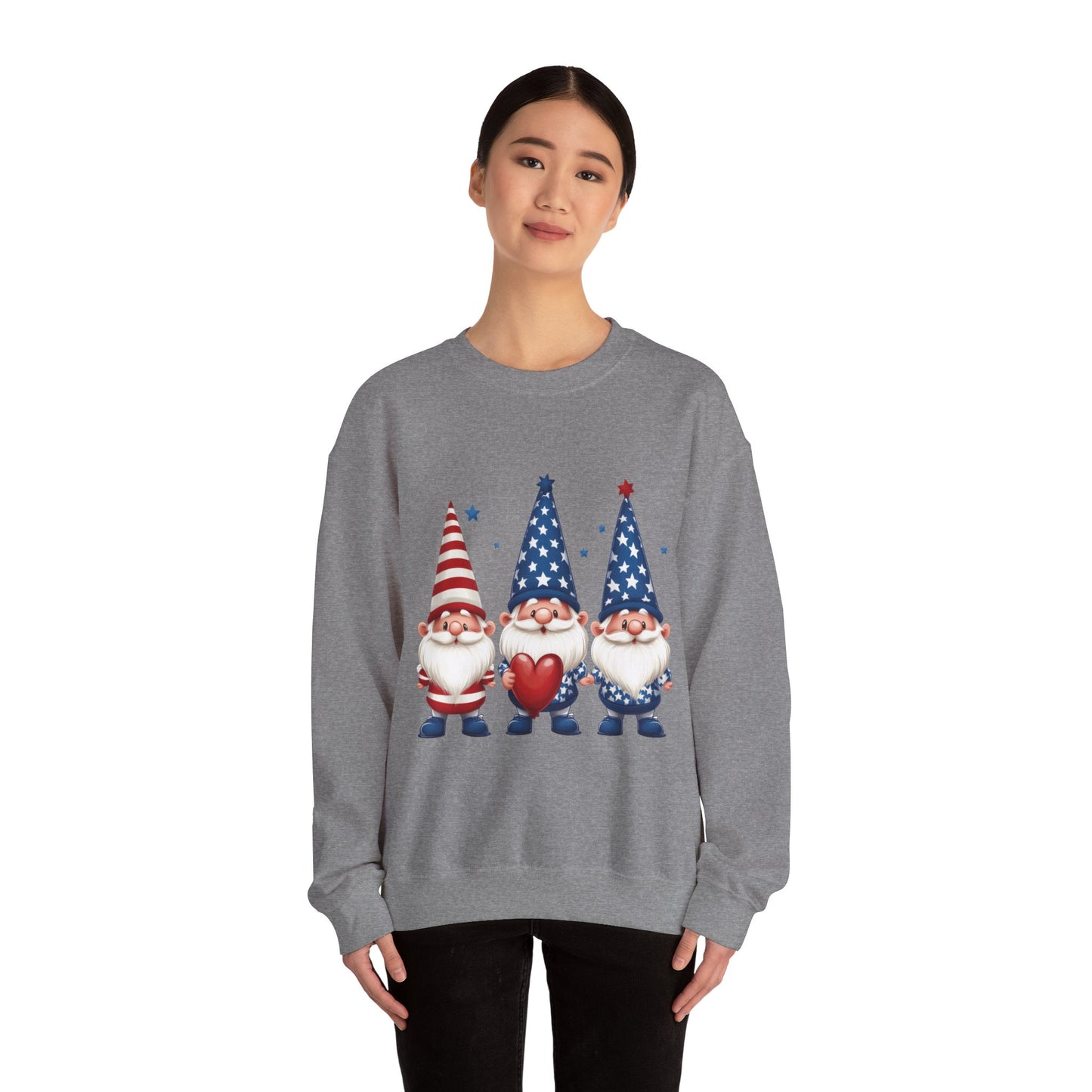 Patriotic Gnome Sweatshirt, Cozy Casual Wear for Independence Day, Gift for Gnome Lovers, 4th of July Apparel, All-Year Comfort