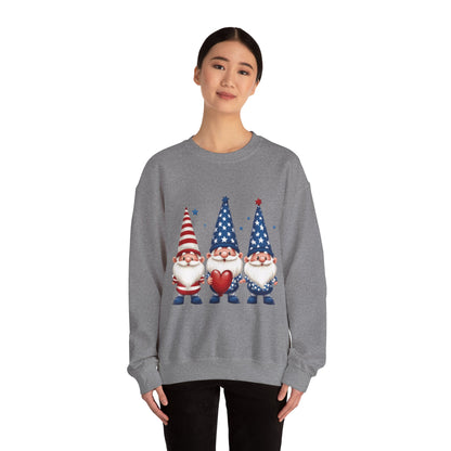 Patriotic Gnome Sweatshirt, Cozy Casual Wear for Independence Day, Gift for Gnome Lovers, 4th of July Apparel, All-Year Comfort
