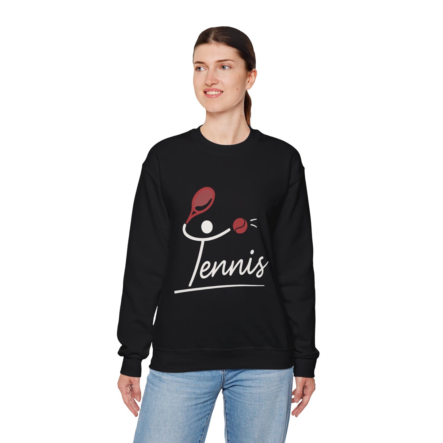 Womens Heavy Blend™ Crewneck Sweatshirt, Womens Tennis Sweatshirt, Cute Sports Graphic Pullover, Workout Gym Activewear Top