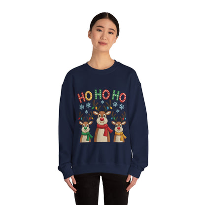 Ho Ho Ho Reindeer Christmas Sweatshirt, Cute Holiday Pullover for Women
