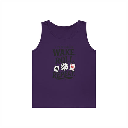 Game Themed Tank Top, Casual Tee, Gift for Gamers, Fun Workout Top, Funny Dice & Cards Shirt, Unisex Gambling Gift