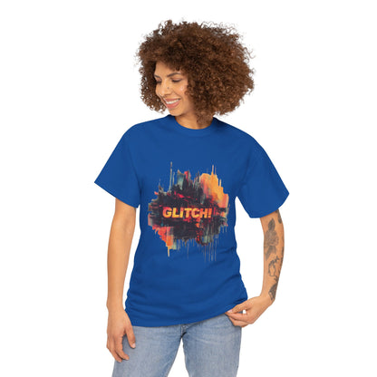 Glitch Art Unisex Heavy Cotton Tee, Trendy Graphic Top, Gift for Tech Lovers, Abstract Street Style Graphic Tee,Techcore Aesthetic Shirt