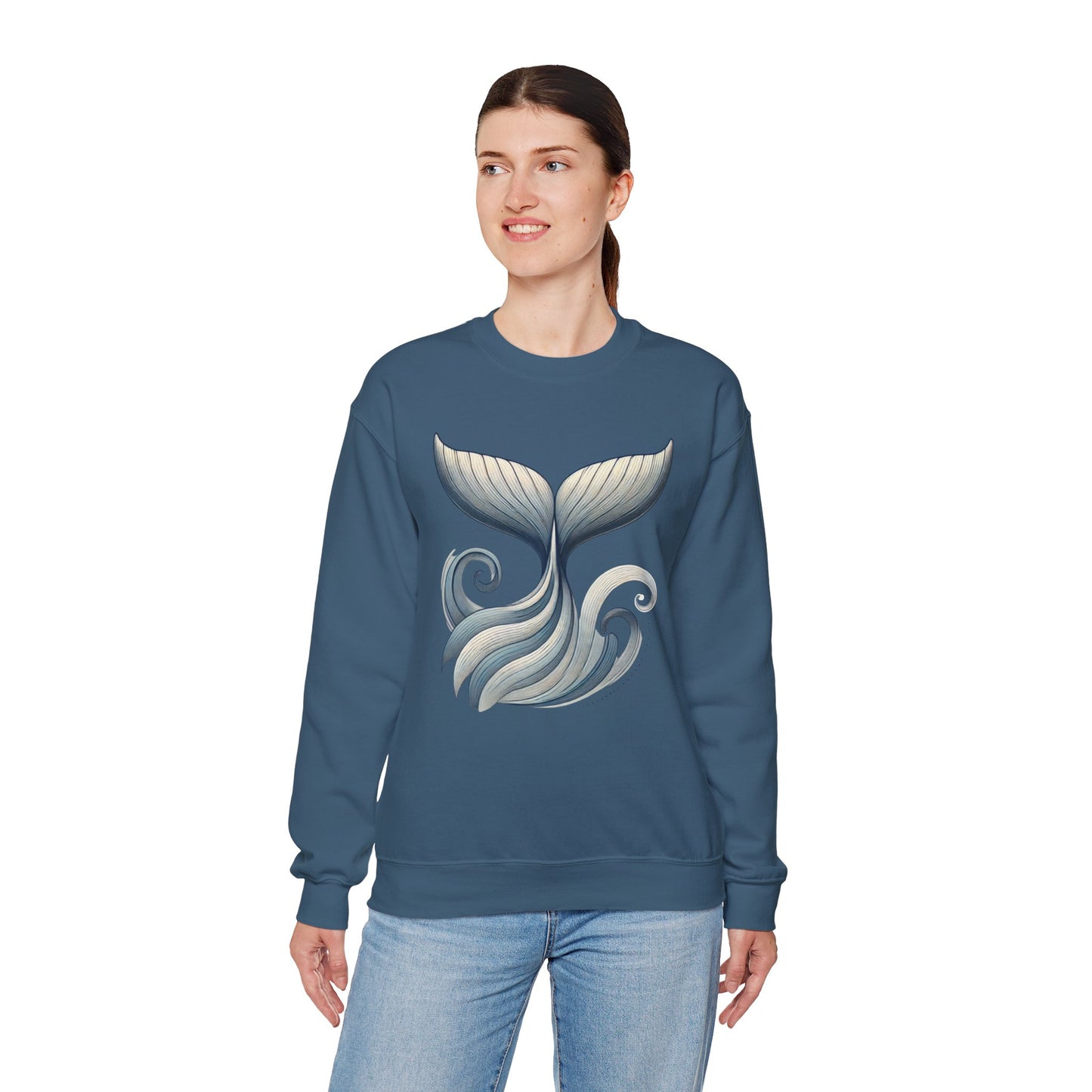 Whale Tail Ocean Sweatshirt, Unisex Heavy Blend Crewneck Sweatshirt, Nautical Coastal Sea Life Gift for Beach Lovers, Gift for Ocean Lovers