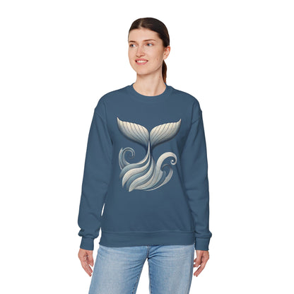 Whale Tail Ocean Sweatshirt, Unisex Heavy Blend Crewneck Sweatshirt, Nautical Coastal Sea Life Gift for Beach Lovers, Gift for Ocean Lovers