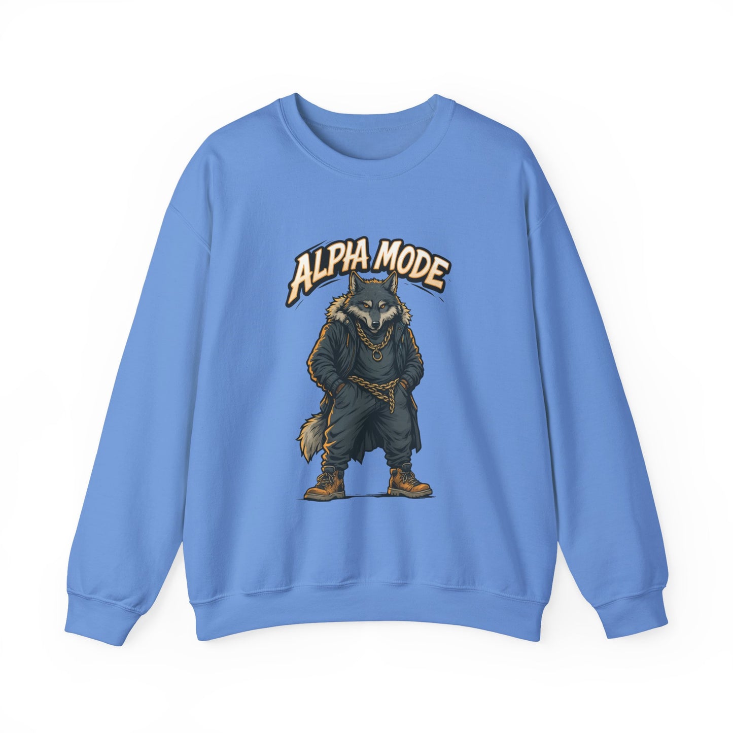 Alpha Mode Wolf Crewneck Sweatshirt, Mens Streetwear Pullover, Hip Hop Savage Wolf Sweater, Alpha Male Graphic Crewneck, Urban Wolf Gift