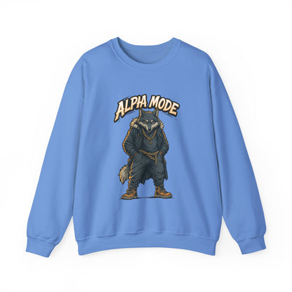 Alpha Mode Wolf Crewneck Sweatshirt, Mens Streetwear Pullover, Hip Hop Savage Wolf Sweater, Alpha Male Graphic Crewneck, Urban Wolf Gift