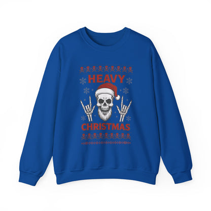 Heavy Christmas Sweatshirt, Metal Santa Skull Holiday Pullover for Men