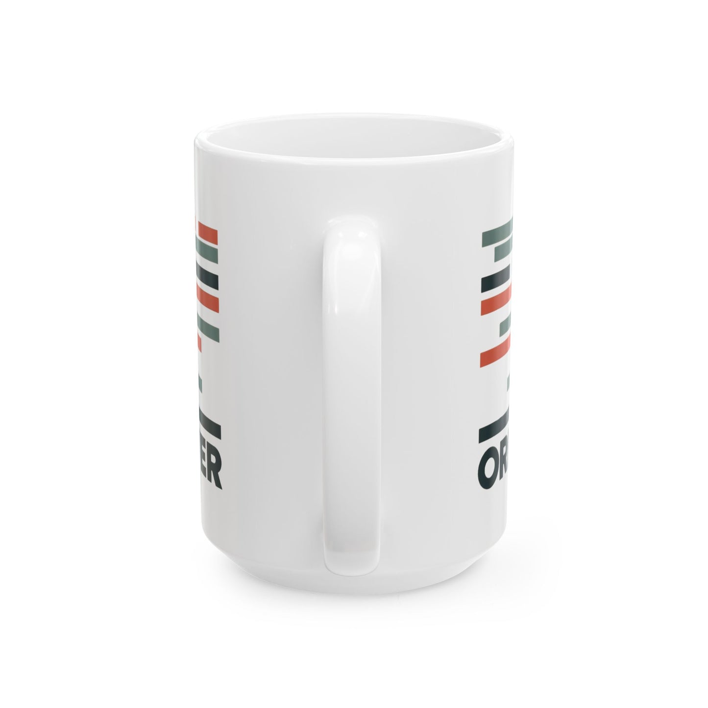 Order Creates Power Coffee Mug, Minimal Geometric Triangle Wraparound Cup, Scandinavian Modern Gift for Men, Ceramic Mug, (11oz, 15oz)