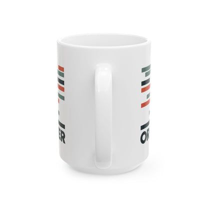 Order Creates Power Coffee Mug, Minimal Geometric Triangle Wraparound Cup, Scandinavian Modern Gift for Men, Ceramic Mug, (11oz, 15oz)