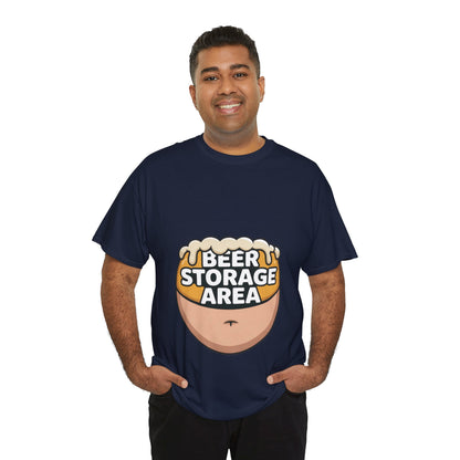 Funny Beer Belly T-Shirt, Beer Storage Area Graphic Tee for Men, Dad Bod Humor Shirt, Beer Lovers Gift, Drinking Gift, Party Apparel