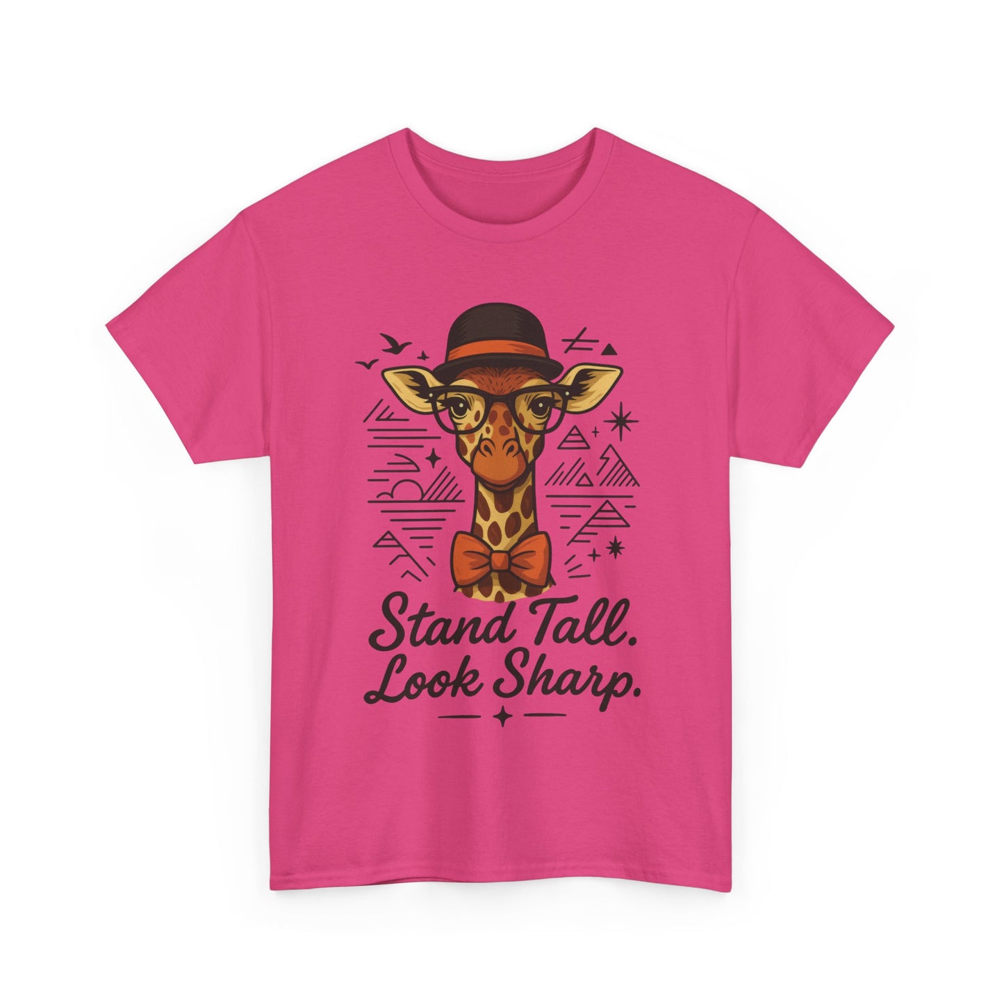 Hipster Giraffe T-Shirt with Hat and Glasses, Whimsical Giraffe Tee, Fun Gift, Cute Graphic Shirt, Unisex Heavy Cotton Tee