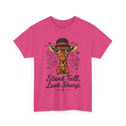 Hipster Giraffe T-Shirt with Hat and Glasses, Whimsical Giraffe Tee, Fun Gift, Cute Graphic Shirt, Unisex Heavy Cotton Tee