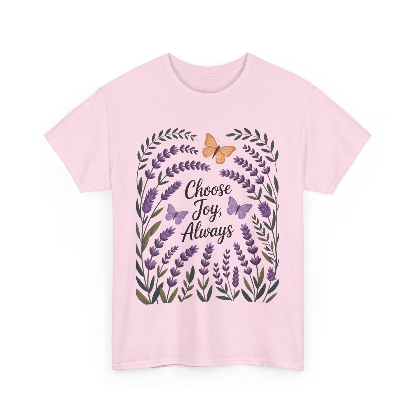 Choose Joy Always Women's Tee, Floral Graphic T-Shirt, Inspirational Gifts, Positive Vibes Apparel, Nature Lover's Gift, Lavender Printed