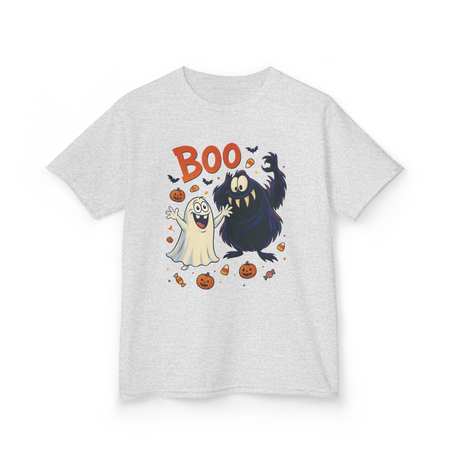 Kids Halloween T-Shirt BOO! Cute Ghost Monster Shirt, Funny Spooky Graphic Tee for Boys Girls, Halloween Costume Gift