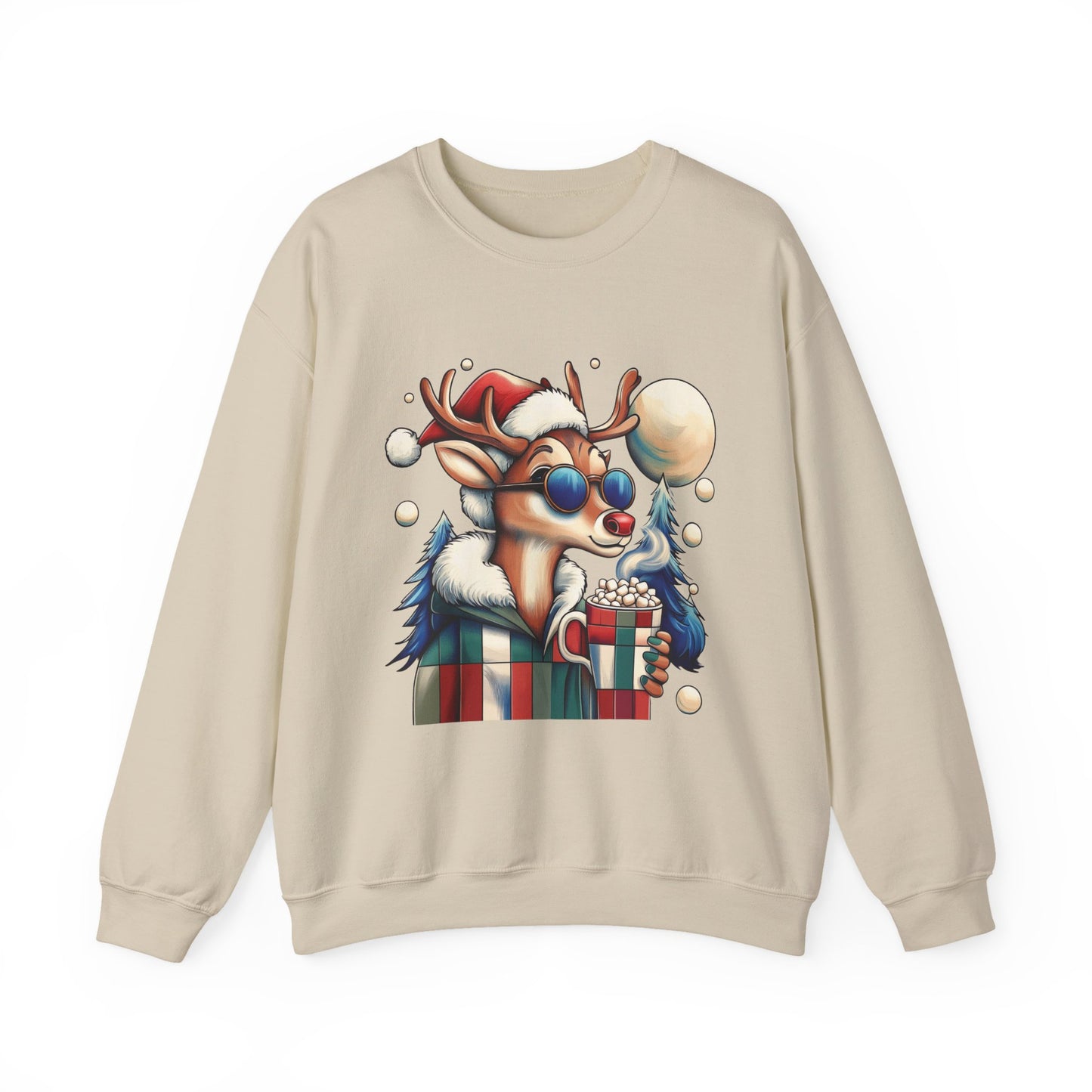 Cool Reindeer Christmas Sweatshirt, Funny Holiday Pullover for Men, Men's Heavy Blend™ Crewneck Sweatshirt