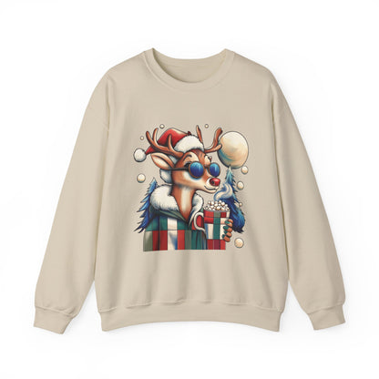 Cool Reindeer Christmas Sweatshirt, Funny Holiday Pullover for Men, Men's Heavy Blend™ Crewneck Sweatshirt