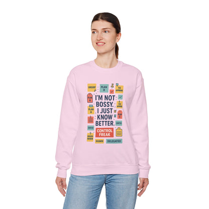 Funny Womens Control Freak Sweatshirt, Bold Sarcastic Quote Pullover, Ideal Gift for Bossy Friends, Funny Womens Sweatshirt