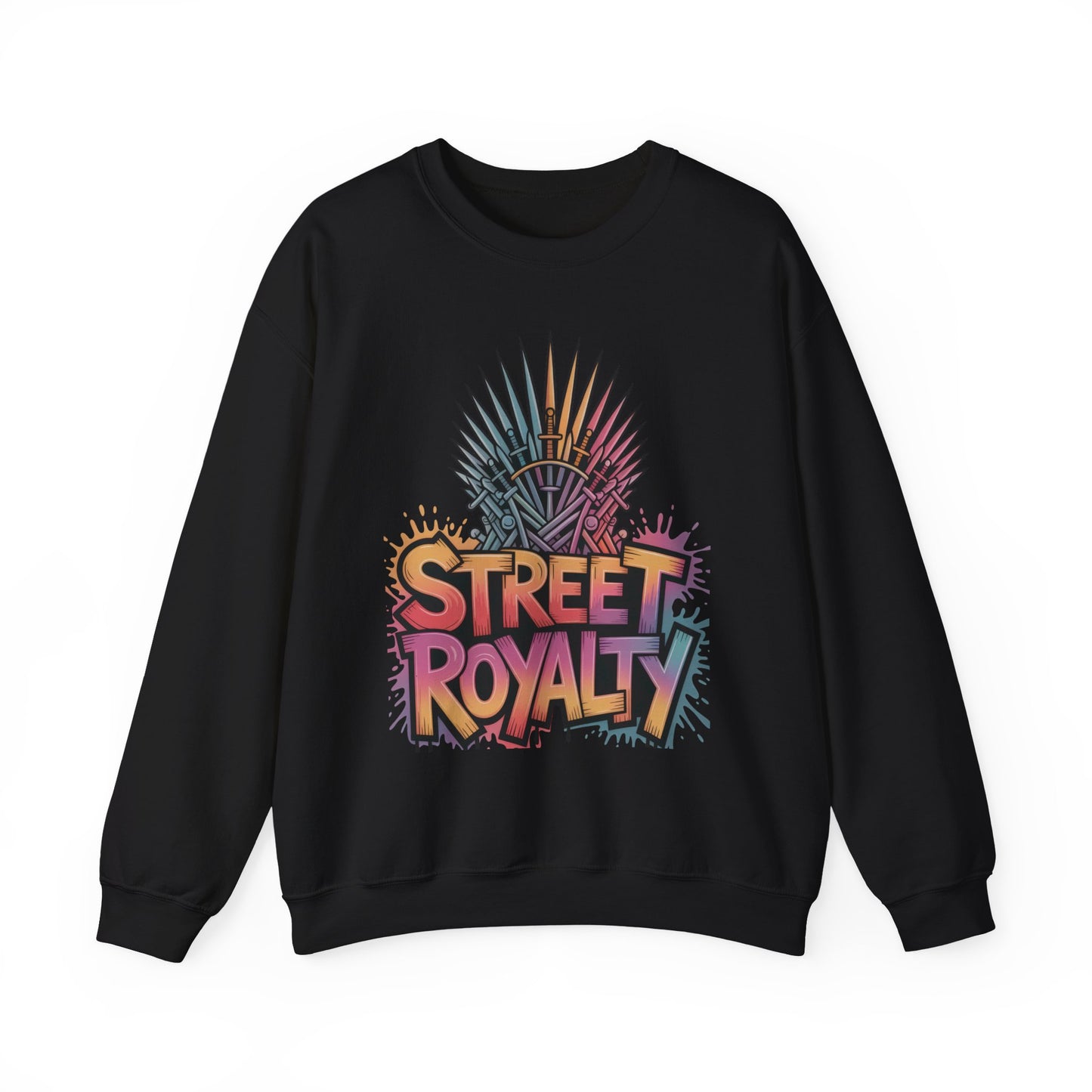 Street Royalty Women's Crewneck Sweatshirt, Graffiti Crown Graphic Pullover, Urban Streetwear Top