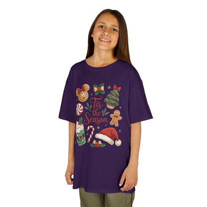 Tis the Season Christmas Shirt for Girls, Cute Holiday Cookie Tee, Kids Heavy Cotton™ Tee