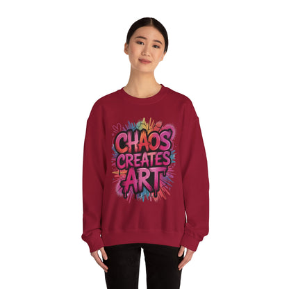 Women's Heavy Blend™ Crewneck Sweatshirt, Chaos Creates Art Graffiti Sweatshirt, Streetwear Sweatshirt