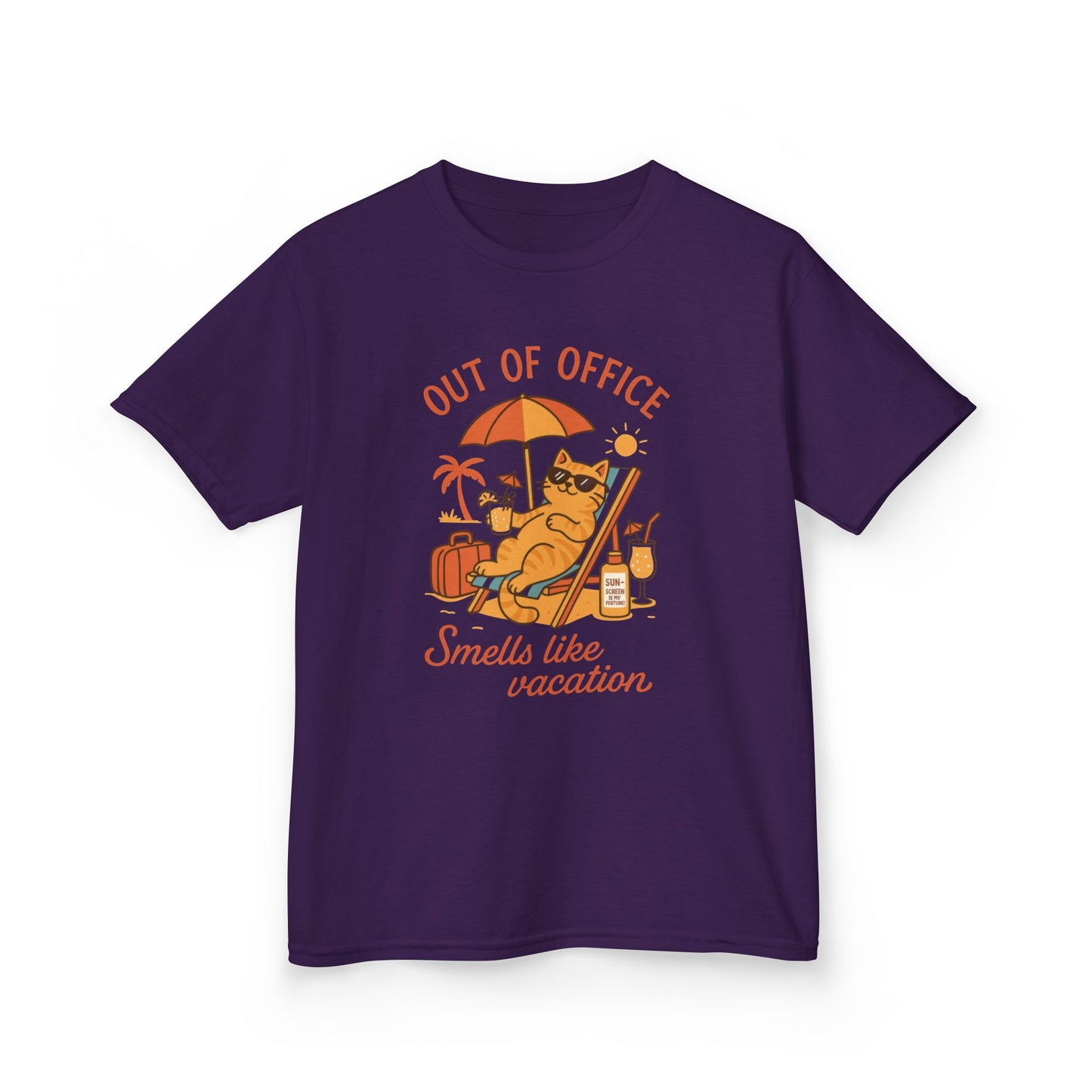 Funny Cat Vacation T-Shirt for Kids, Out of Office Beach Shirt, Summer Holiday Tee, Summer Fun, Beachwear, Travel Tee, Gift for Kids