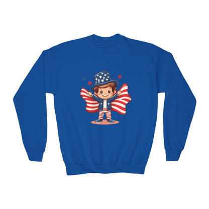 Patriotic Youth Crewneck Sweatshirt, Kids Flag Sweatshirt, July 4th Outfit, Independence Day Gear, Americana Sweatshirt, Holiday Clothing