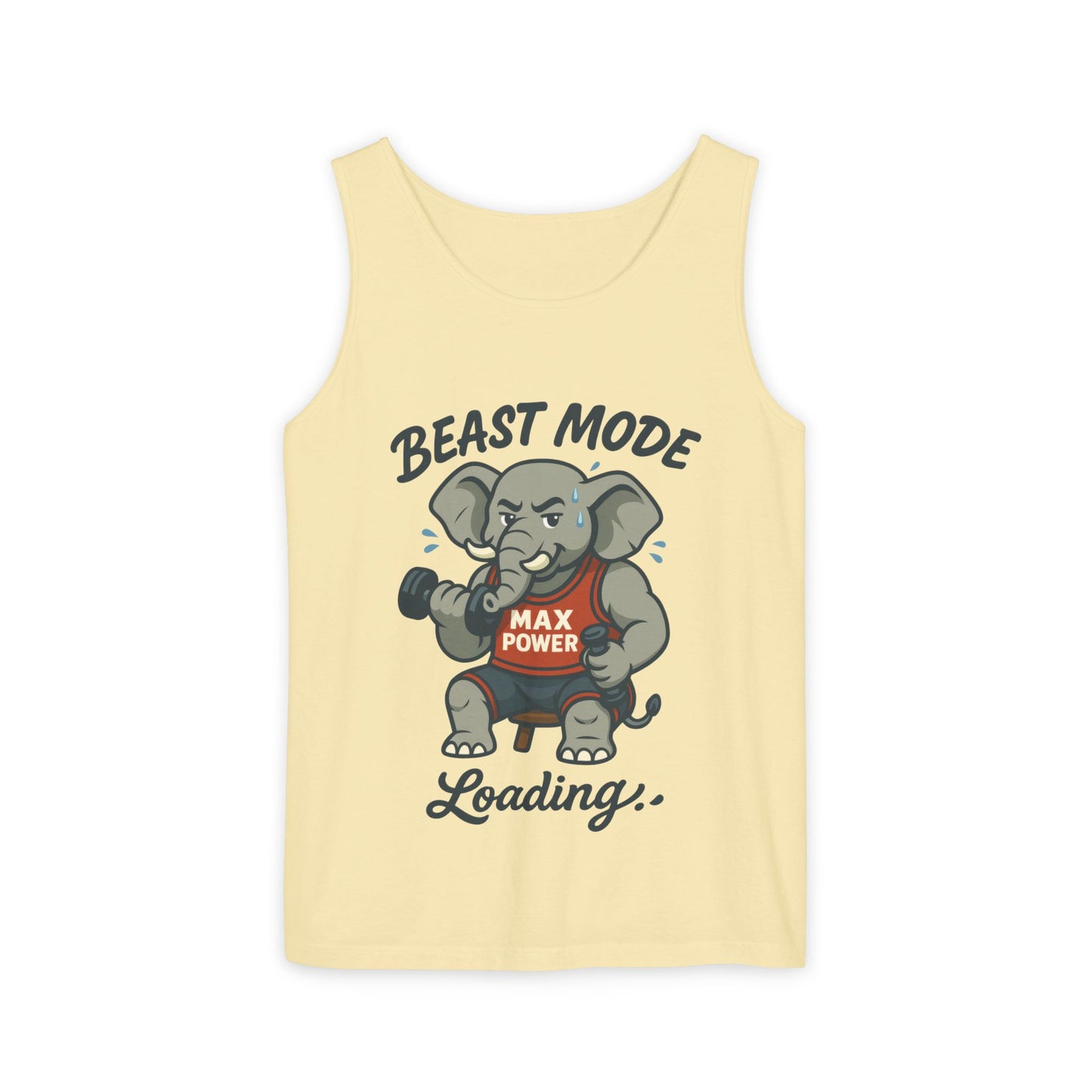 Beast Mode Elephant Gym Tank Top, Funny Workout Muscle Tank, Max Power Fitness Tank, Beast Mode Loading Mens Gym Top, Fitness Apparel