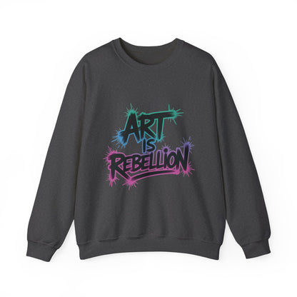 Art Is Rebellion Women's Sweatshirt, Graffiti Graphic Pullover, Bold Rebel Street Art Statement Top, Heavy Blend™ Crewneck Sweatshirt