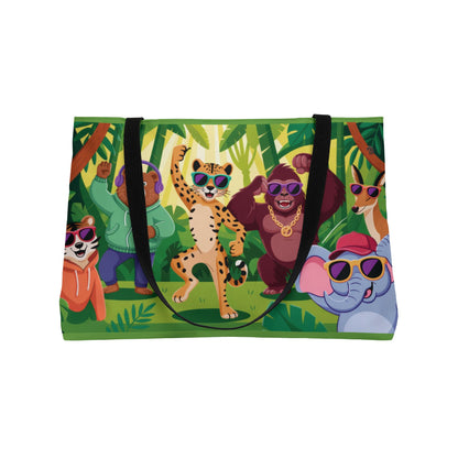 Colorful Jungle Animals Weekender Bag, Cute Cartoon Beach Tote, Large Travel Bag with Fun Party Animals, Kids Gift, Gym, Eco-Friendly Bag