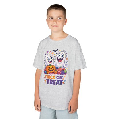 Trick or Treat Kids Halloween T-Shirt, Cute Ghosts Pumpkin Design, Fun Spooky Tee for Boys Girls